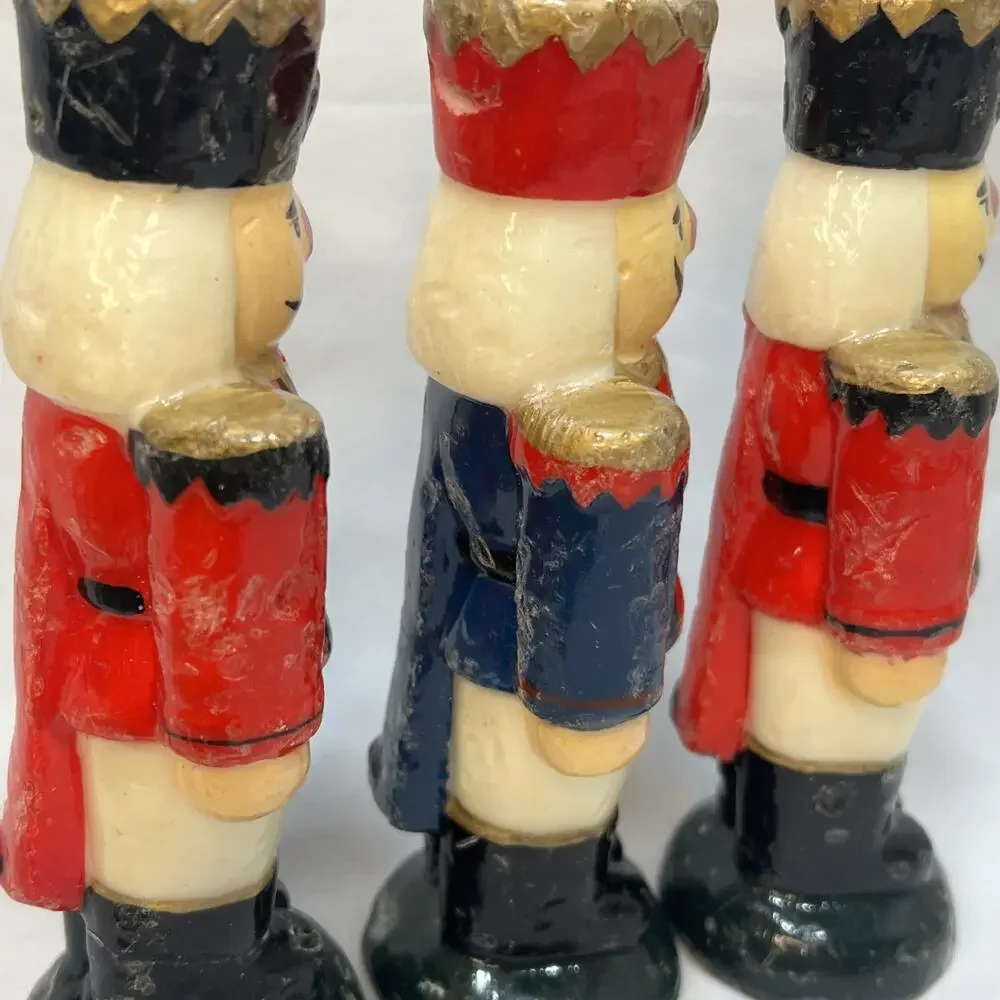 Vintage Nutcracker Soldiers Holiday Wax Candles Figurines 1990s Set of 3